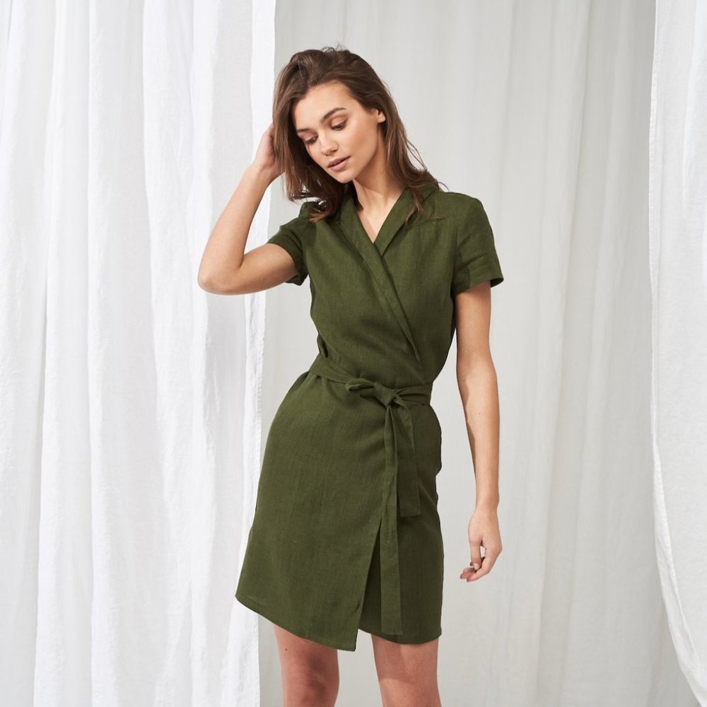 Forest Green Linen Dress, New Without Tags (nwot)